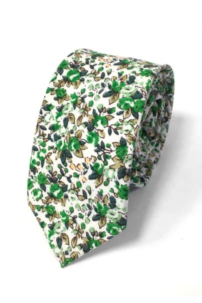 Галстук мужской классический с цветочным рисунком зеленый, на заказ