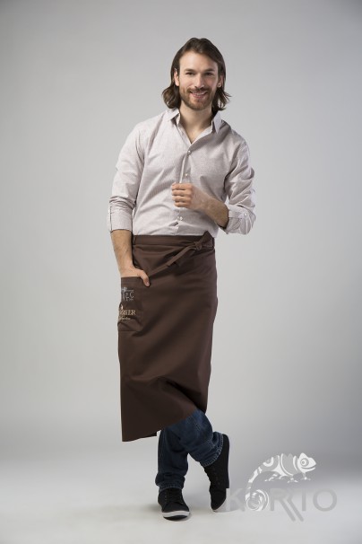 Фартук официанта длинный с боковым карманом и притачным поясом