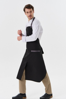 Фартук черный с грудкой и шлицей
