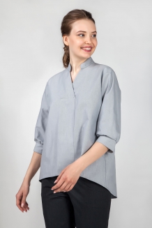 Блуза женская с воротником стойка, V - образным вырезом на запах