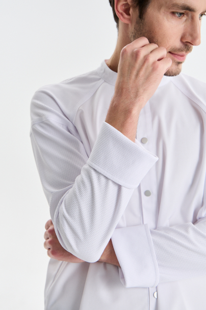 Китель поварской мужской комбинированный с трикотажной сеткой и рукавом реглан