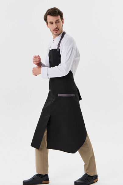 Фартук черный с грудкой и шлицей