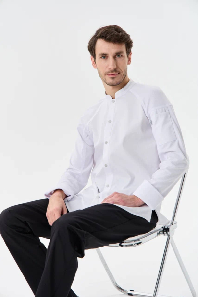 Китель поварской с манжетами, белый