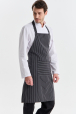 Фартук классический с грудкой и накладным карманом, черный в полоску