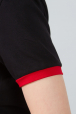 Футболка -поло "унисекс" черная с красной отделкой, с коротким рукавом