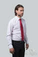 Рубашка мужская, приталенная с длинным рукавом, воротник отложной на стойке